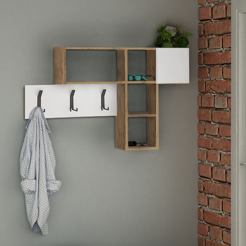 Κρεμάστρα τοίχου Game Megapap χρώμα sapphire oak - λευκό 99,5x15x61εκ.