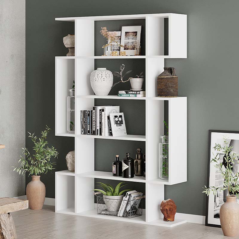 Βιβλιοθήκη Mito Megapap χρώμα λευκό 108x25x161εκ.