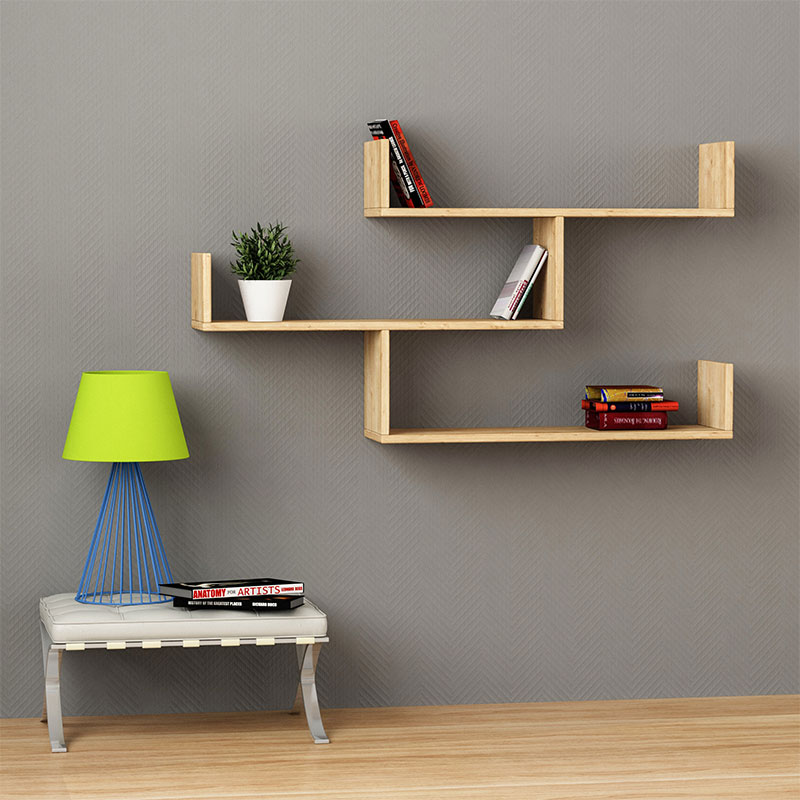 Ραφιέρα τοίχου Tibet Megapap χρώμα sapphire oak 119x22x66εκ.