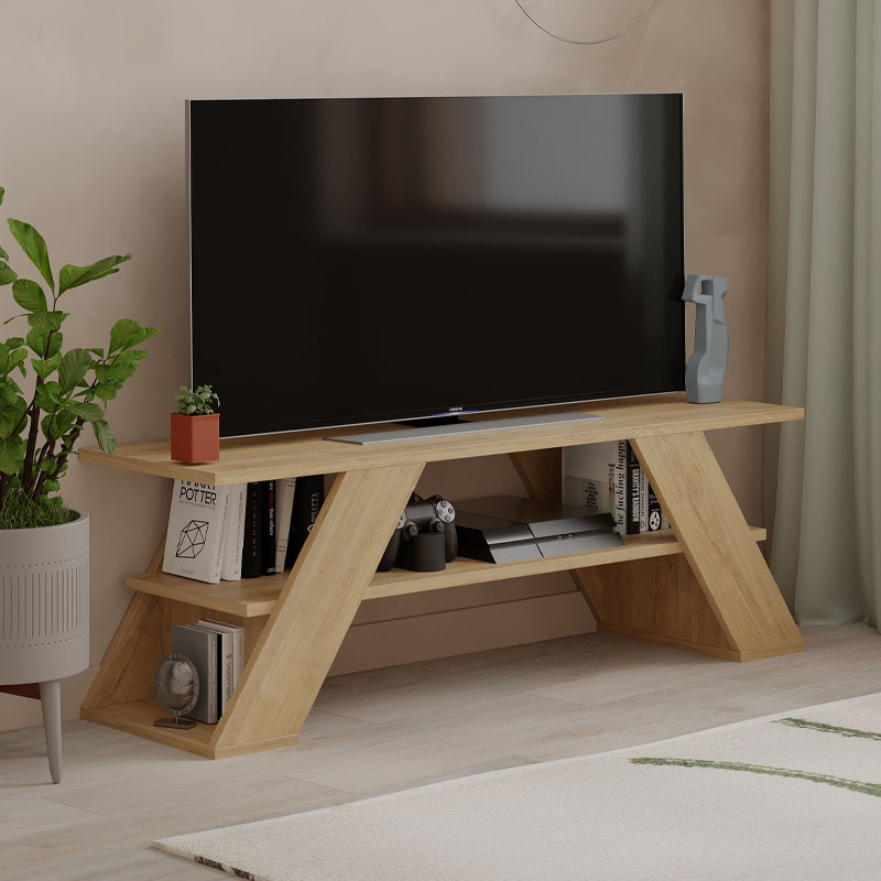 Έπιπλο τηλεόρασης Farfalla Megapap χρώμα sapphire oak 120x33,5x40εκ.