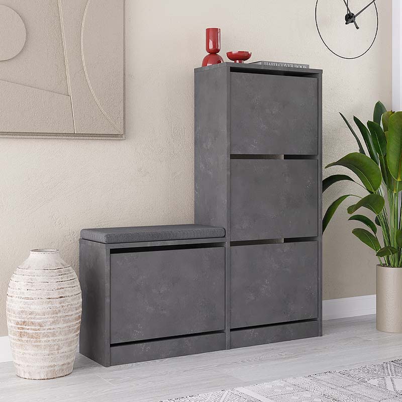 Παπουτσοθήκη Dude Megapap χρώμα γκρι ρετρό 104,8x26x118,5εκ.