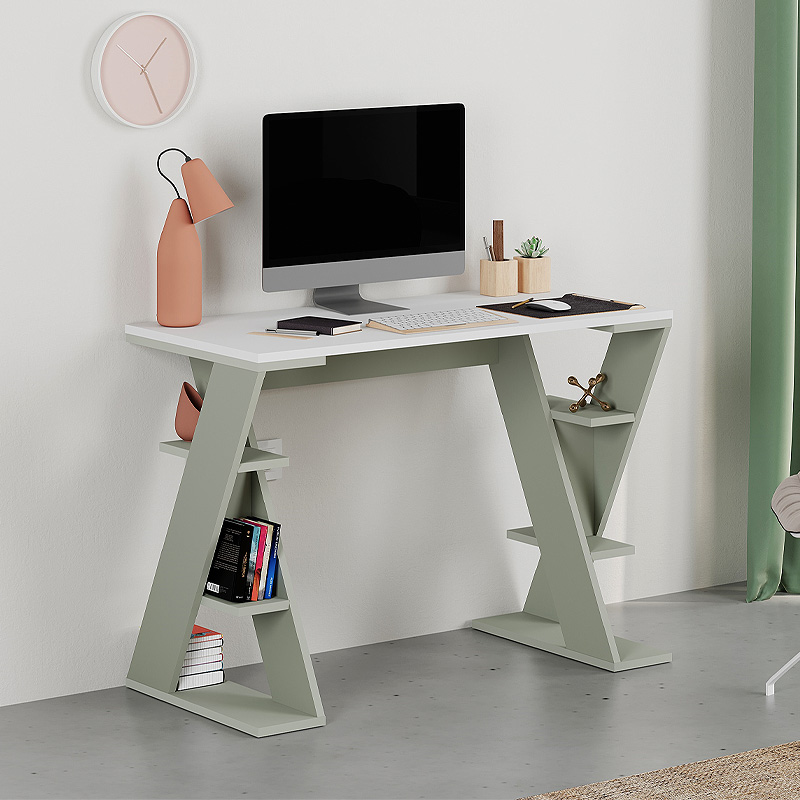 Γραφείο εργασίας Papillon Megapap χρώμα ash green - λευκό 106x50x75εκ