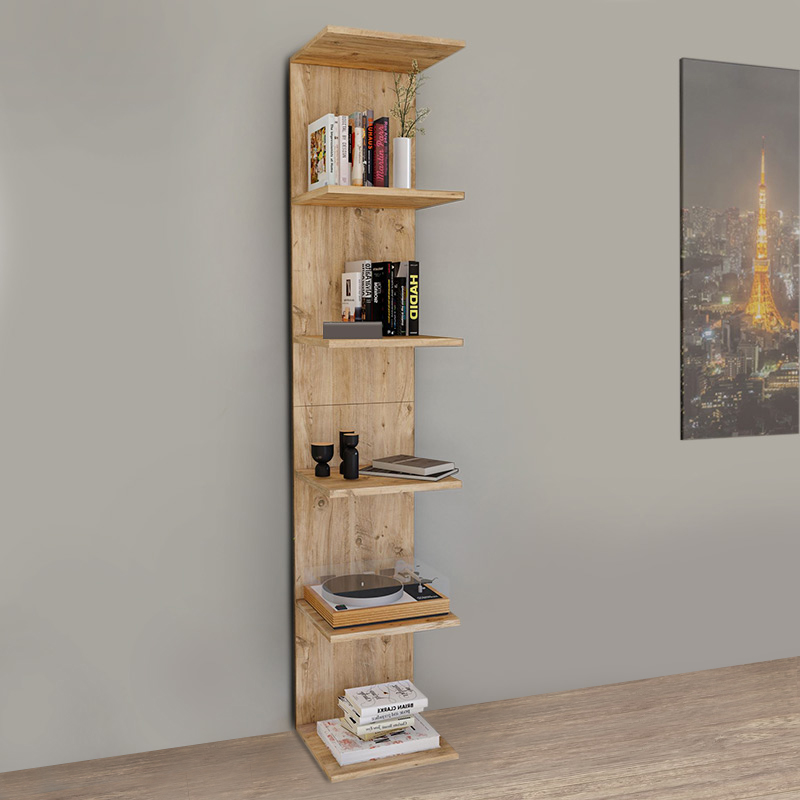Βιβλιοθήκη - Ραφιέρα τοίχου Ogden Megapap χρώμα pine oak 34,5x30x180εκ.