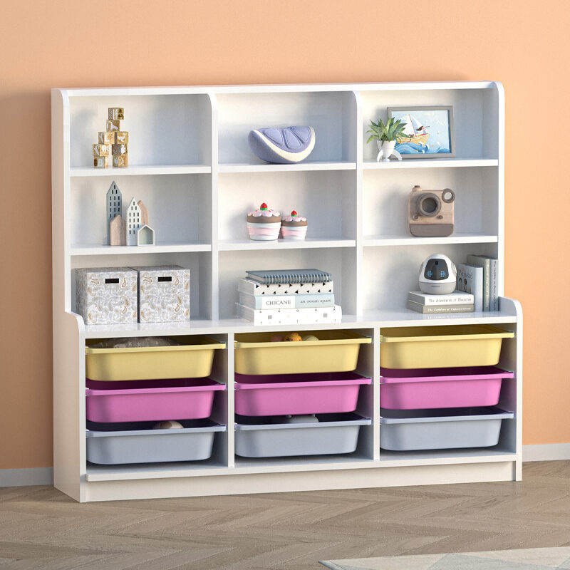 Βιβλιοθήκη Obia Megapap με 9 συρτάρια χρώμα λευκό 132,6x30x115εκ.