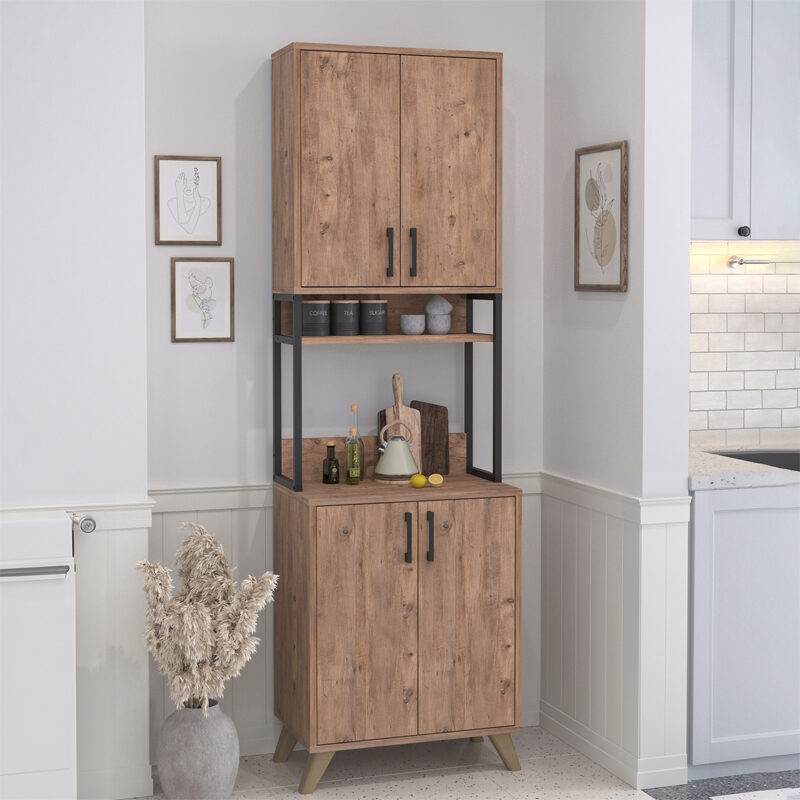 Έπιπλο κουζίνας Sedef Megapap χρώμα pine oak 61x40x202,1εκ.