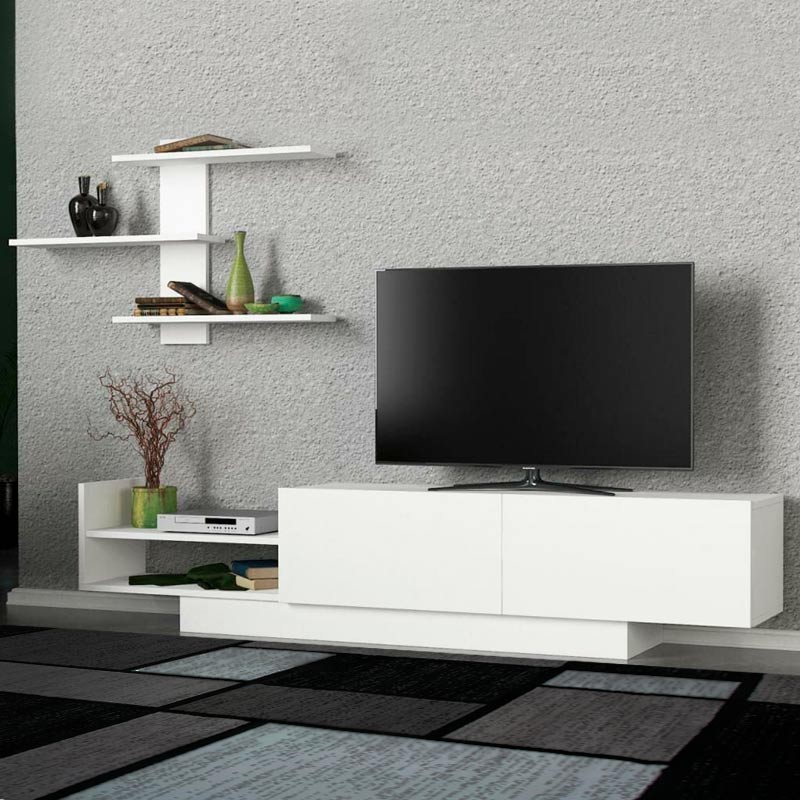 Σύνθεση τηλεόρασης Egemen Megapap χρώμα λευκό 180x32x40εκ.
