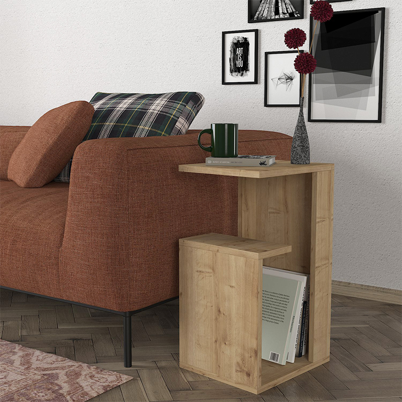 Τραπεζάκι βοηθητικό Rosana Megapap χρώμα sapphire oak 35x29,5x60εκ.
