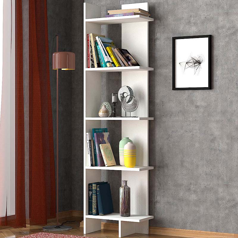 Βιβλιοθήκη Perla Megapap χρώμα λευκό 48x22x170εκ.