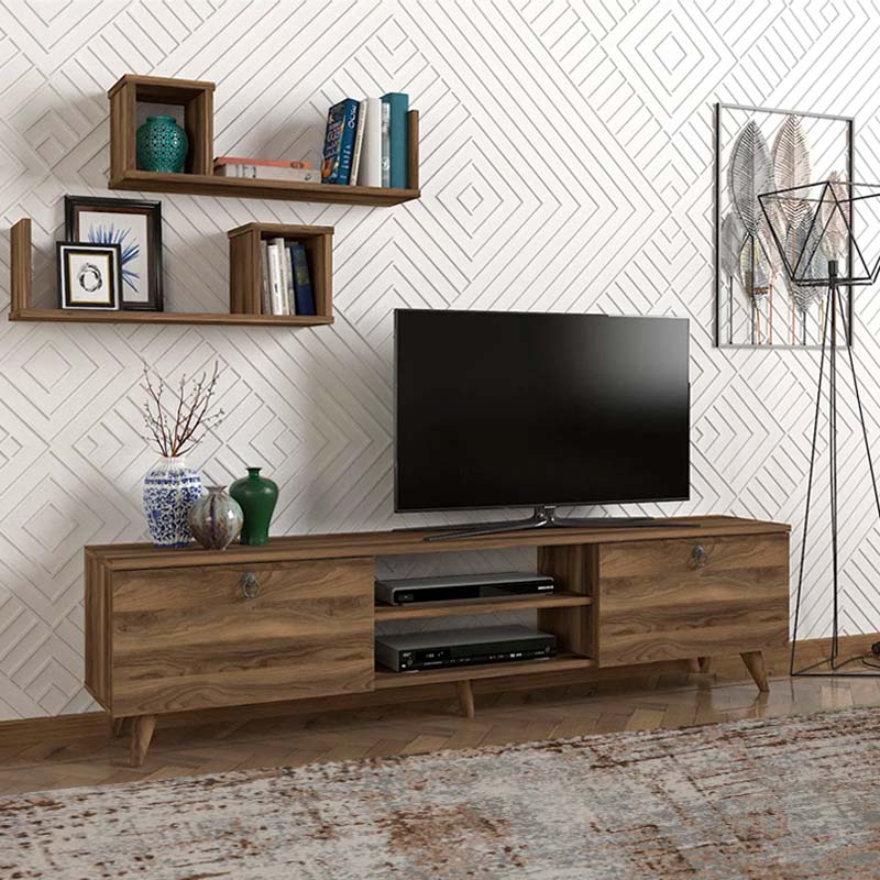 Έπιπλο τηλεόρασης Seddra Megapap χρώμα καρυδί 180x31,5x45εκ.