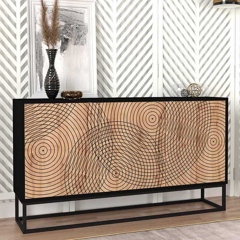 Μπουφές Themis Megapap χρώμα μαύρο - sapphire oak 150x35x83,6εκ.