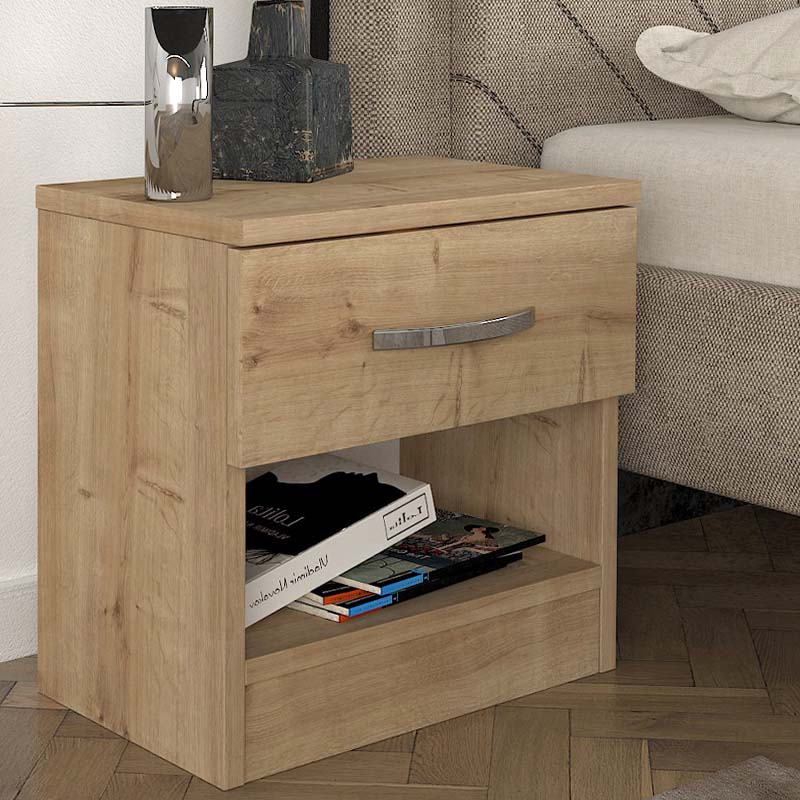 Κομοδίνο Lube Megapap χρώμα sapphire oak 40x28,2x40εκ.
