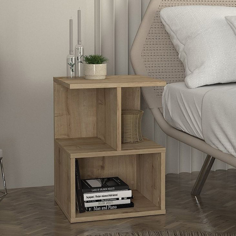 Κομοδίνο - Τραπεζάκι βοηθητικό Entiero Megapap χρώμα sapphire oak 39,8x35x54,6εκ.