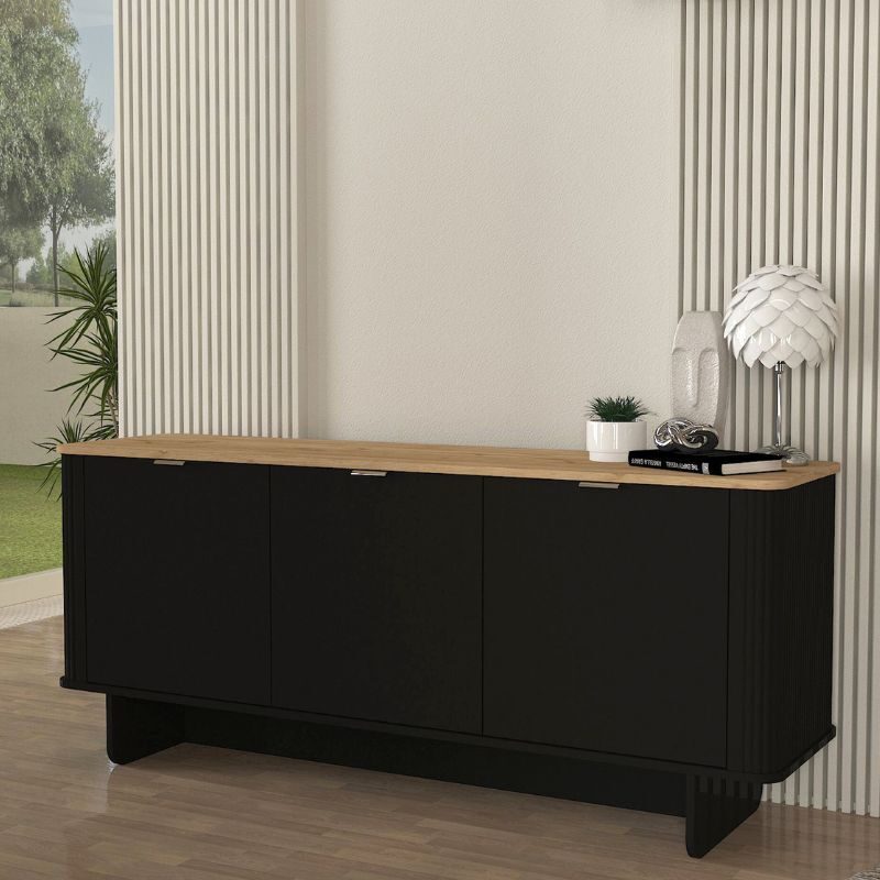Μπουφές Bohema Megapap χρώμα μαύρο - sepet oak 180x47x76,6εκ.