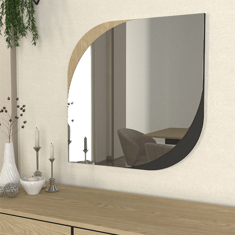 Καθρέπτης τοίχου Lava Μegapap χρώμα rota oak - ανθρακί 70x2,2x70εκ.