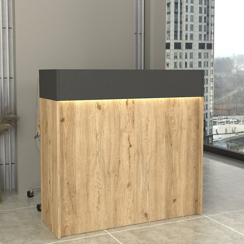 Γραφείο υποδοχής - reception Wilko Megapap με LED χρώμα sepet oak - ανθρακί 113,6x42x110εκ.