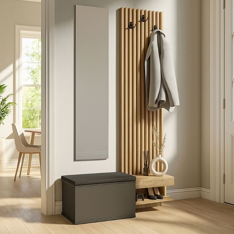 Έπιπλο εισόδου Dumont Megapap χρώμα ανθρακί - sepet oak 104,8x35x198εκ.
