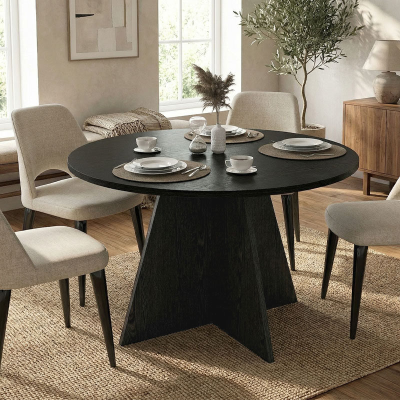 Τραπέζι Tailor Megapap χρώμα sencron black Ø120x75,7εκ.