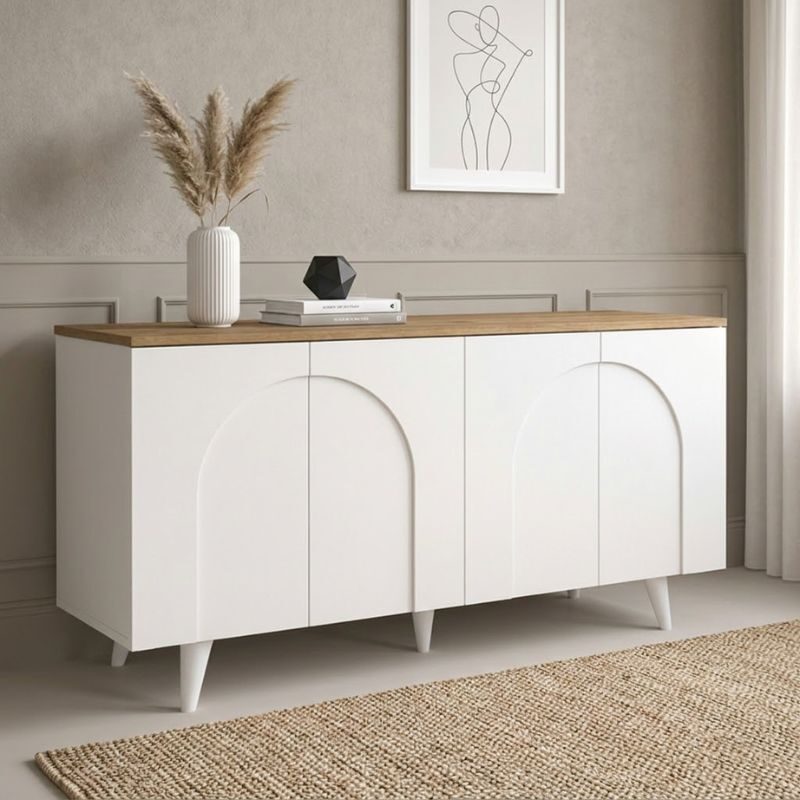 Μπουφές Bono Megapap χρώμα λευκό - sepet oak 150x45x74,6εκ.