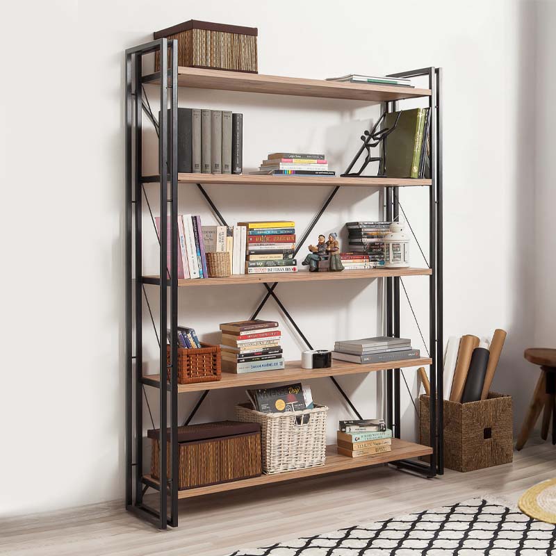Βιβλιοθήκη Atlas Megapap χρώμα antlantic pine - μαύρο 130x35x180εκ.