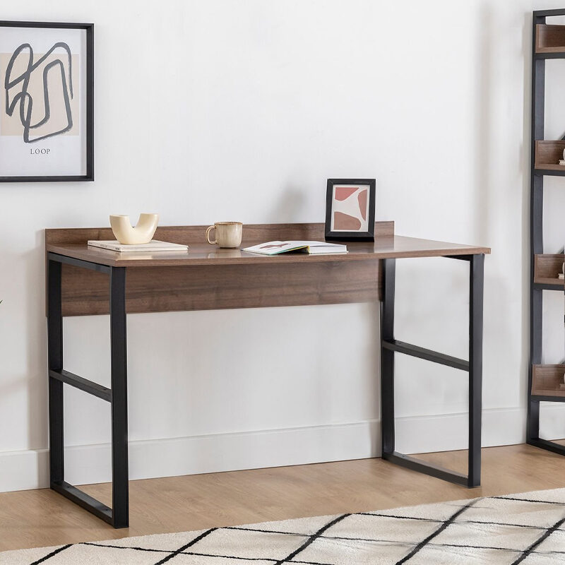 Γραφείο εργασίας Rana Megapap χρώμα καρυδί - μαύρο 120x60x78,8εκ.