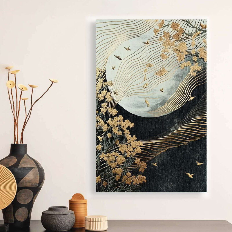 Πίνακας σε καμβά "Golden Moon" Megapap ψηφιακής εκτύπωσης 70x100x3εκ.