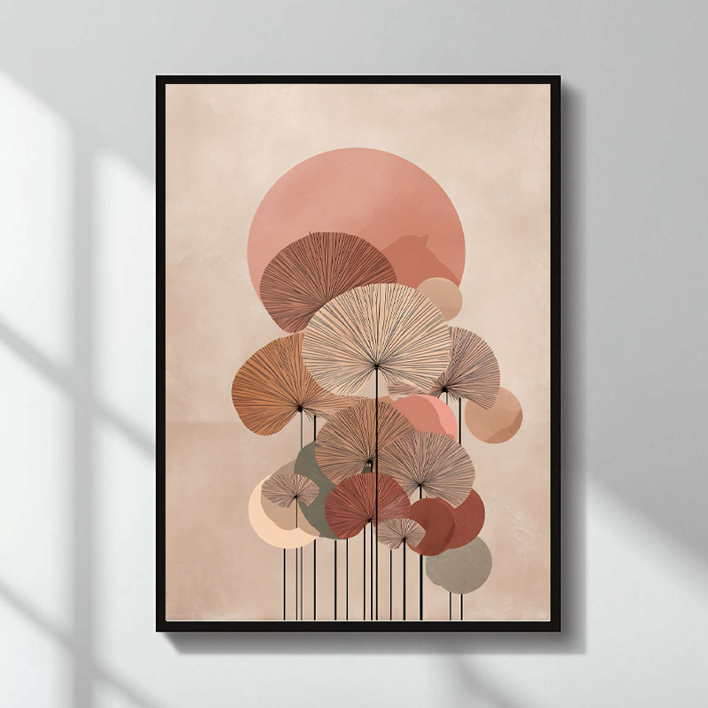 Πίνακας "Pink Leaves" Megapap ψηφιακής εκτύπωσης 50x70εκ.