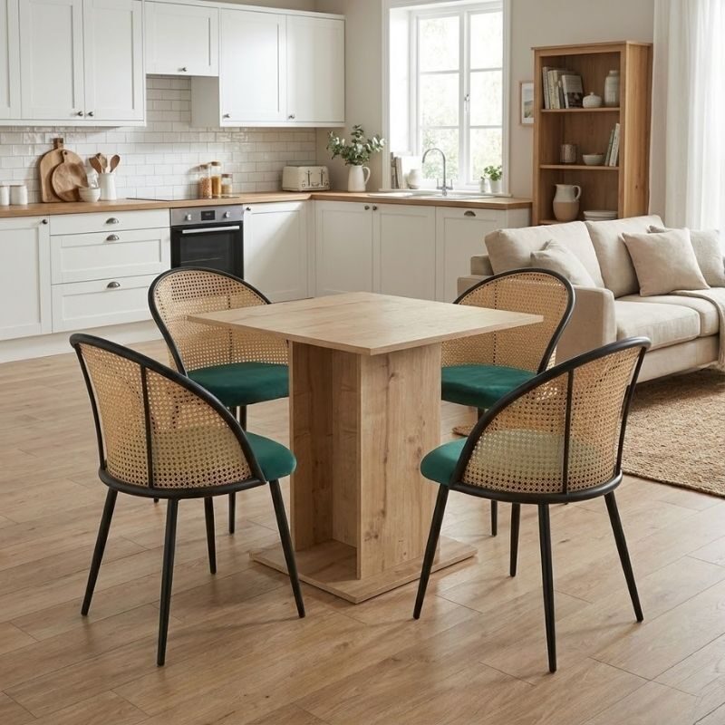 Σετ τραπεζαρία 5τμχ Allos - Jacob Megapap χρώμα sapphire oak - κυπαρισσί 75x75x77εκ.