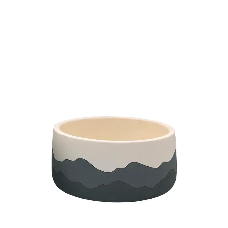 ΚΑΣΠΩ ΣΤΡΟΓΓΥΛΟ ΧΑΜΗΛΟ ΓΚΡΙ ΟΜΠΡΕ ΜΟΤΙΒΟ ΒΟΥΝΑ - Φ15.3x7.4cm 2/16ΚΙΒ