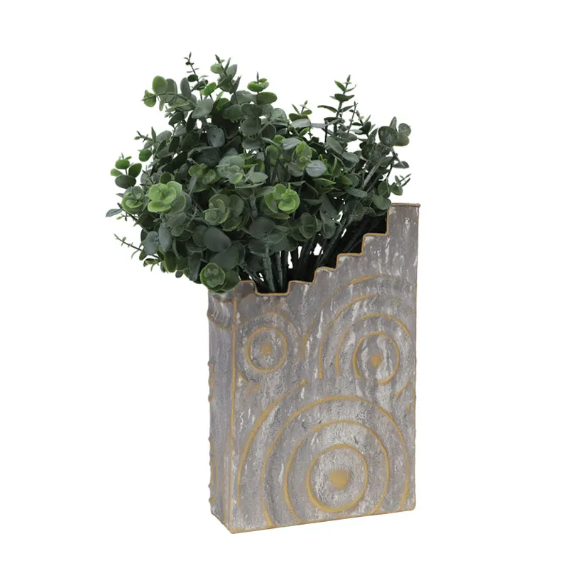 ΜΕΤΑΛΛΙΚΟ ΒΑΖΟ  ΧΡΥΣΟ/ΓΚΡΙ  ΚΥΚΛΟΙ - 22.2x34.3x8.3cm 4/KIB