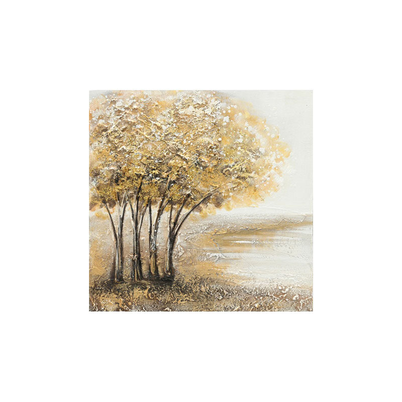 ΠΙΝΑΚΑΣ ΚΑΜΒΑΣ ΜΕ 4 ΧΡΥΣΑ ΔΕΝΤΡΑ ΕΝΩΜΕΝΑ - 40x40cm 18/KIB