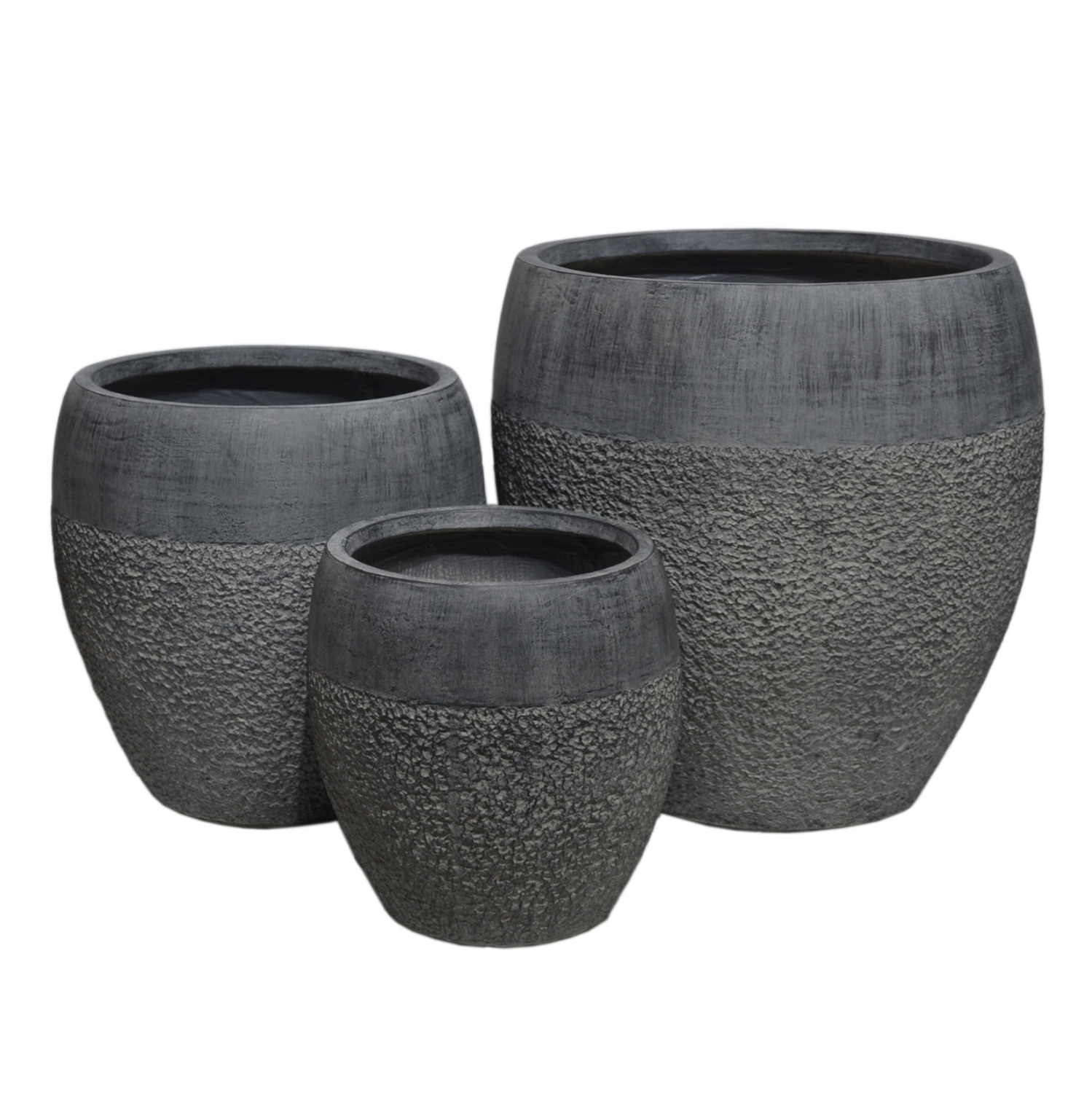 ΣΕΤ 3ΤΜΧ ΓΛΑΣΤΡΕΣ ΣΕΙΡΑ GARDENER HM4725 FIBERCLAY-ΣΕ ΣΚΟΥΡΟ CEMENT ΧΡΩΜΑ Φ55x54Υεκ