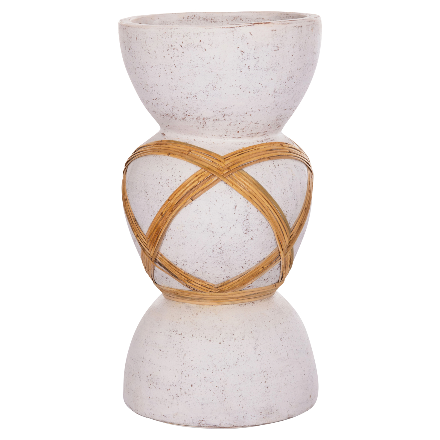 ΔΙΑΚΟΣΜΗΤΙΚΟ ΒΑΖΟ ΔΑΠΕΔΟΥ MAYNARD HM4672.02L TERRACOTTA ΛΕΥΚΟ--RATTAN Φ32x62.5Υεκ.