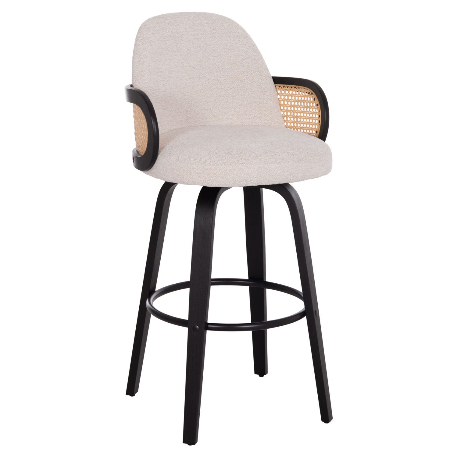 ΣΚΑΜΠΟ ΜΠΑΡ ΠΕΡΙΣΤΡΕΦΟΜΕΝΟ BECKER HM18251.02 PLYWOOD ΜΑΥΡΟ--ΕΚΡΟΥ ΥΦΑΣΜΑ 50x52x100Υ