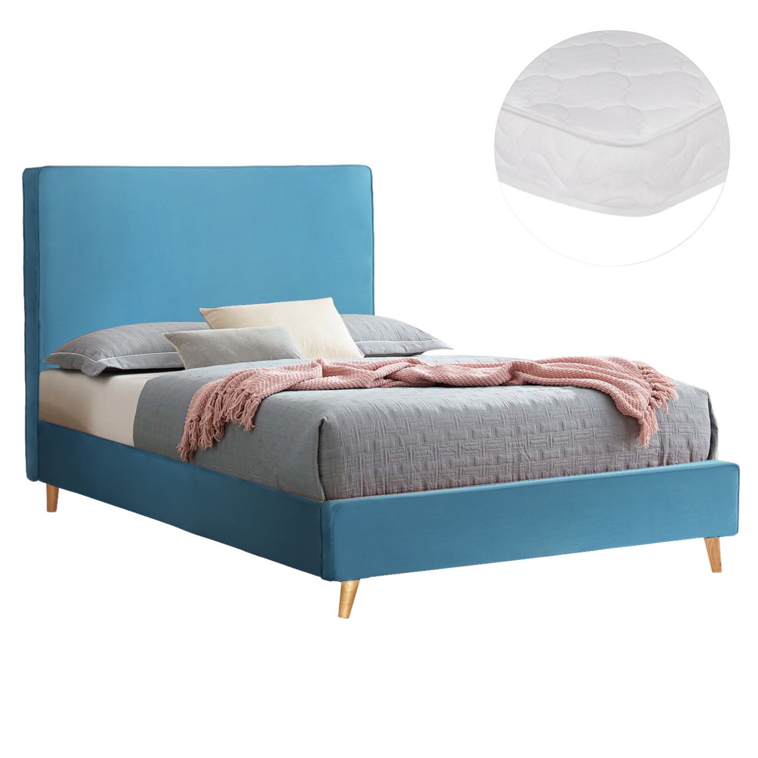 ΚΡΕΒΑΤΙ ΜΕ ΣΤΡΩΜΑ MAYLIN HM21281.02 ΤΙΡΚΟΥΑΖ ΒΕΛΟΥΔΟ--ΓΙΑ 120x200εκ