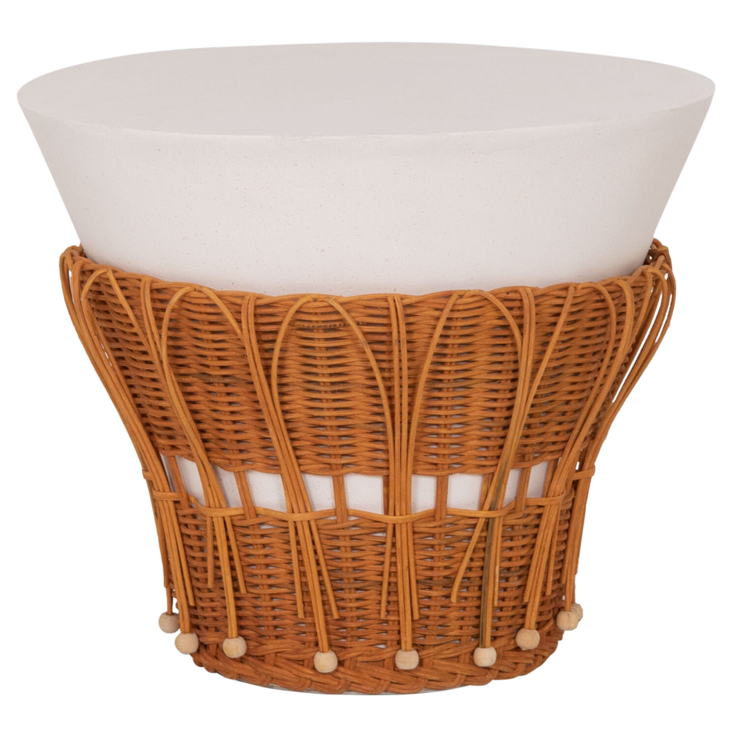 ΤΡΑΠΕΖΙ ΒΟΗΘΗΤΙΚΟ PERRAL HM18164.02S FIBER CEMENT ΛΕΥΚΟ-ΦΥΣΙΚΟ RATTAN--Φ42x36Υεκ