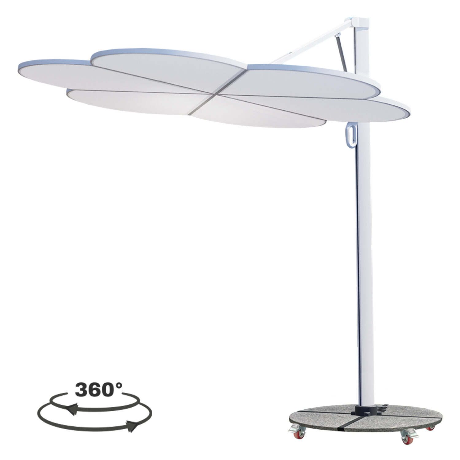 ΟΜΠΡΕΛΑ ΜΕ ΒΑΣΗ ΣΕΙΡΑ CANNOPY (flower) HM21286.02 ΑΛΟΥΜΙΝΙΟ-ΓΡΑΝΙΤΗΣ-ΛΕΥΚΟ 2,38x2,2μ