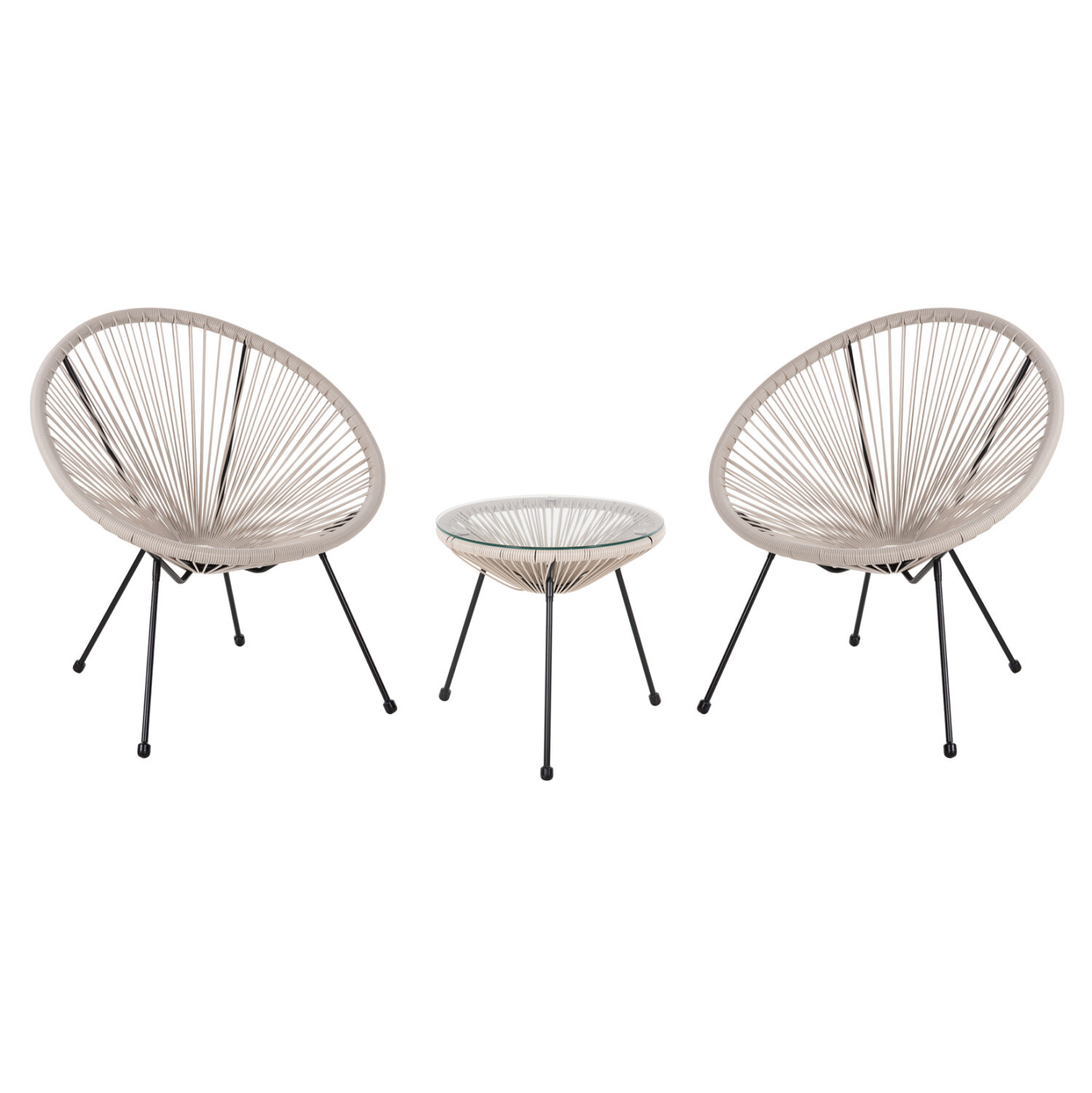 ΣΕΤ ΕΞΩΤΕΡΙΚΟΥ ΧΩΡΟΥ 3ΤΜΧ ACAPULCO HM11861.03 P.E.RATTAN ΕΚΡΟΥ-ΜΕΤΑΛΛΟ ΣΕ ΜΑΥΡΟ