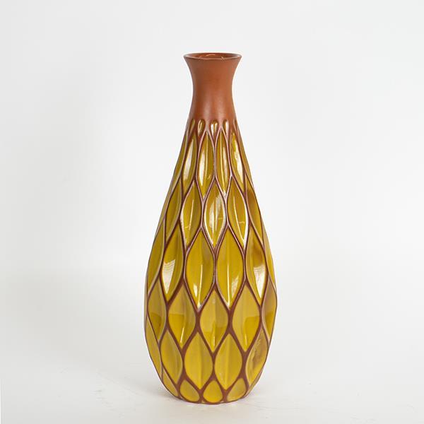 ΒΑΖΟ ΚΕΡΑΜΙΚΟ ΤΕΡΑΚΟΤΑ - ΚΙΤΡΙΝΟ 14.5x14.5x37cm|752-20225