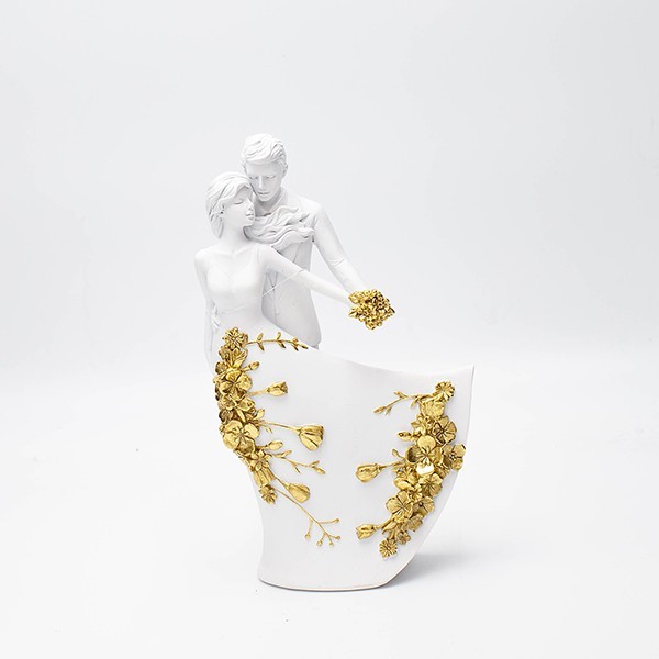 ΖΕΥΓΑΡΙ ΠΟΛΥΡΕΖΙΝ ΛΕΥΚΟ - ΧΡΥΣΟ 12x5.5x20.5cm|819-00909