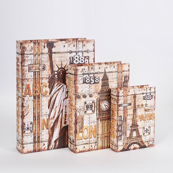 S/3 ΚΟΥΤΙΑ ΒΙΒΛΙΑ ΞΥΛΙΝΑ ΚΑΦΕ 32x23x7cm / 25x18x5.5cm / 18x13x4cm|752-17018