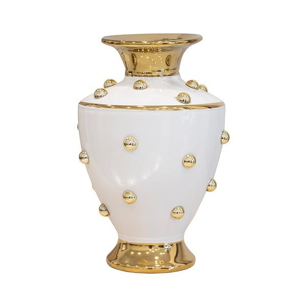 ΒΑΖΟ ΚΕΡΑΜΙΚΟ ΛΕΥΚΟ-ΧΡΥΣΟ 22x22x31cm|819-01510
