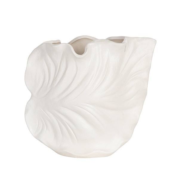 ΒΑΖΟ ΚΕΡΑΜΙΚΟ ΦΥΛΛΟ ΛΕΥΚΟ 18.5x9.5x16.3cm|819-01567