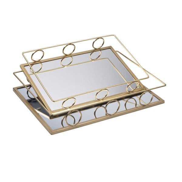 S/2 ΔΙΣΚΟΙ ΜΕΤΑΛΛΙΚΟΙ ΜΕ ΚΑΘΡΕΦΤΗ ΧΡΥΣΟΙ 37x26x6cm / 32x22x5.5cm|819-02154