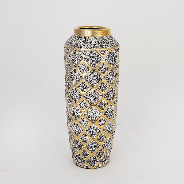 ΒΑΖΟ ΚΕΡΑΜΙΚΟ ΧΡΥΣΟ - ΛΕΥΚΟ - ΜΑΥΡΟ 12.5x12.5x31cm|752-20050