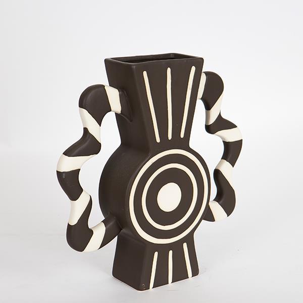 ΒΑΖΟ ΚΕΡΑΜΙΚΟ ΜΑΥΡΟ - ΜΠΕΖ ΜΕ ΧΕΡΟΥΛΙΑ 37x8x35.5cm|752-20208