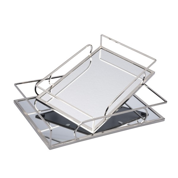 S/2 ΔΙΣΚΟΙ ΜΕΤΑΛΛΙΚΟΙ ΜΕ ΚΑΘΡΕΦΤΗ ΑΣΗΜΙ 35x25x6cm / 30.5x20x5.5cm|819-02133