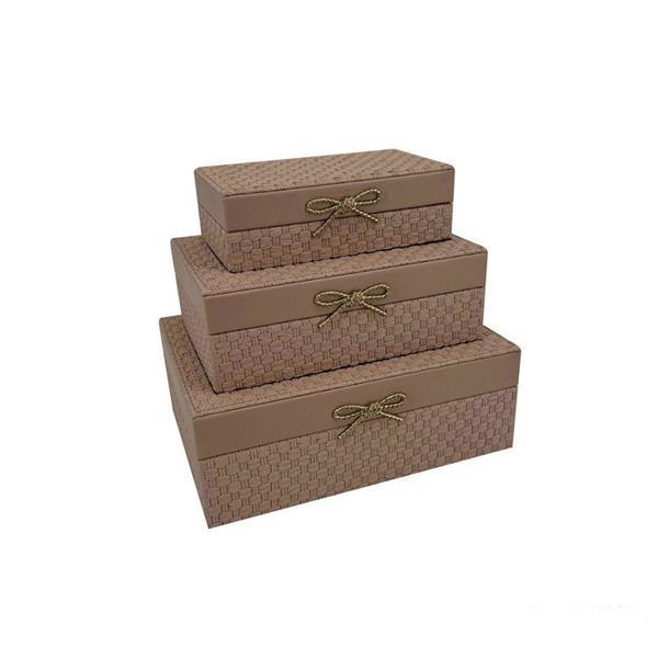 S/3 ΔΙΑΚΟΣΜΗΤΙΚΑ ΚΟΥΤΙΑ ΞΥΛΙΝΑ ΡΟΖ 26x18x9.5cm/ 22x14x7.5cm/ 18x10x5.5cm|819-00322