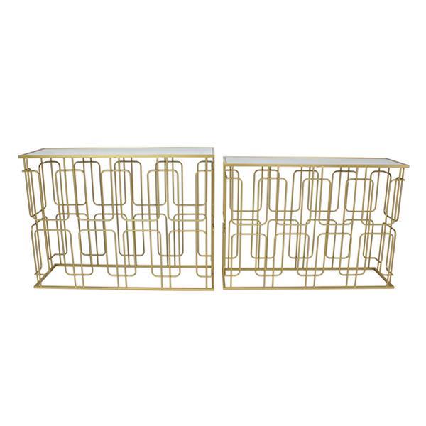 S/2 ΚΟΝΣΟΛΑ ΜΕΤΑΛΛΙΚΗ - ΓΥΑΛΙΝΗ ΧΡΥΣH 107x35.5x79.5cm / 101.5x30.5x74cm|750-39565