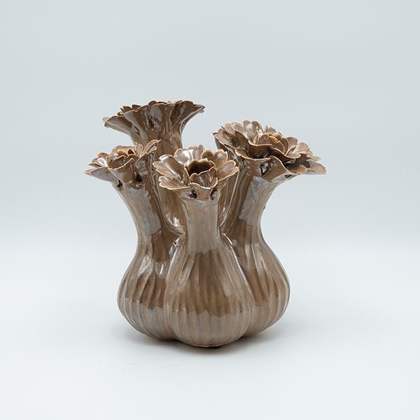 ΒΑΖΟ ΜΕ ΛΟΥΛΟΥΔΙΑ ΚΕΡΑΜΙΚΟ ΚΑΦΕ 22x22x20cm|819-01341