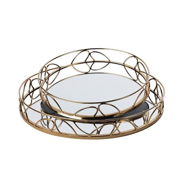 S/2 ΔΙΣΚΟΣ ΜΕΤΑΛΛΙΚΟΣ ΜΕ ΚΑΘΡΕΦΤΗ ΧΡΥΣΟΣ 39x5x39cm/ 30.5x5x30.5cm|819-01150